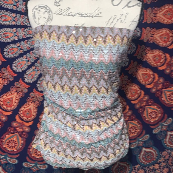 ❤️ NWOT Express Strapless Sequin Top Medium - Picture 5 of 6